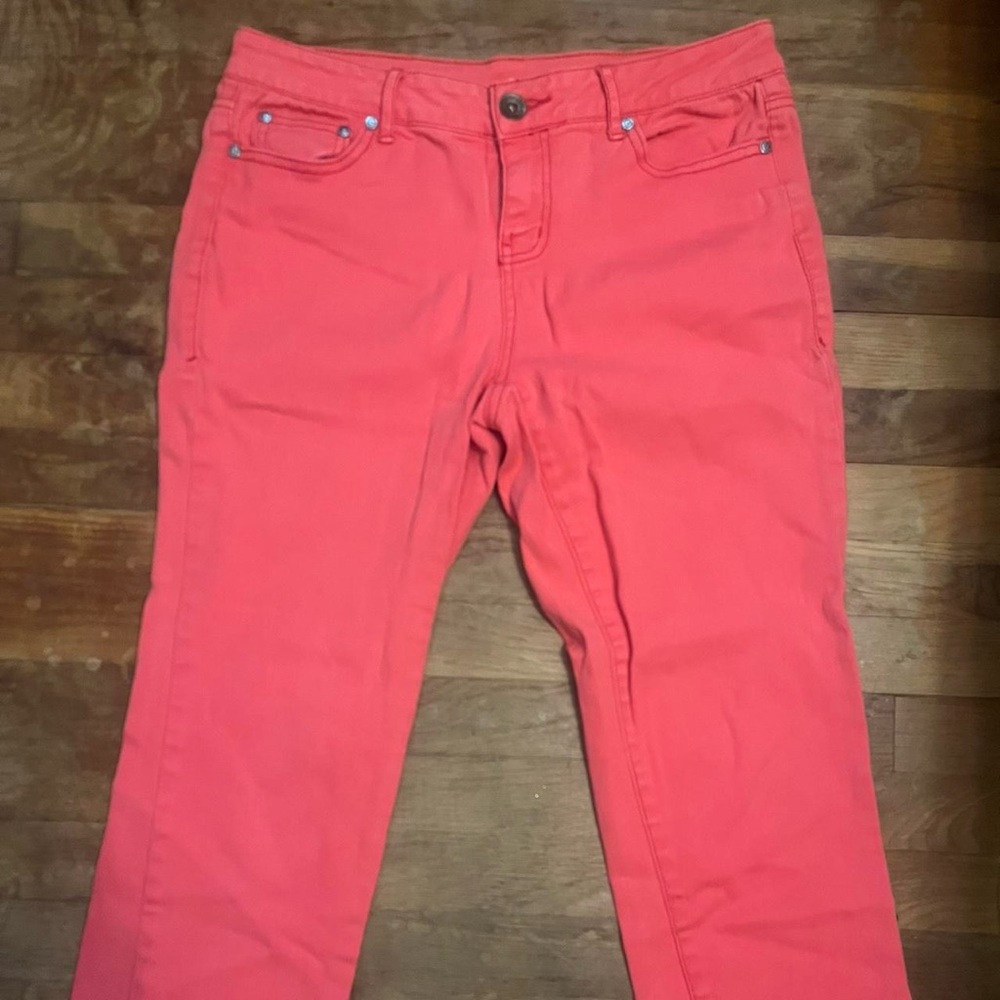 Dkny Pink Straight Leg Jeans Vibrant Denim